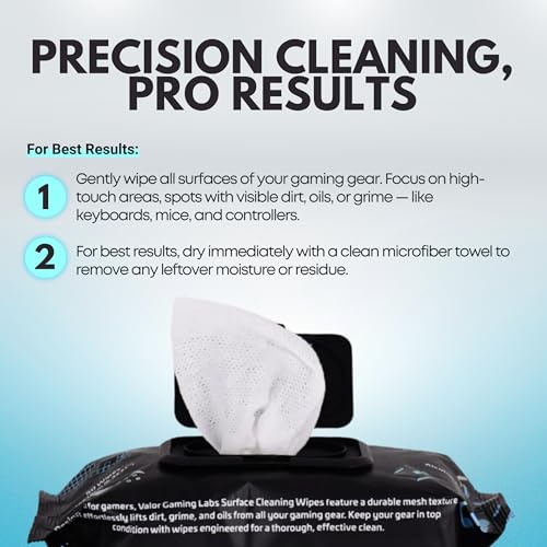 Gaming Peripheral Wipes, Keyboard Cleaner & Electronic Wipes, Safe for Controllers, Keyboards, Laptops, PCs & Mice – Alcohol-Free, Unscented, Paraben-Free, Cleaning Wipes - 50 Pack - Image 7