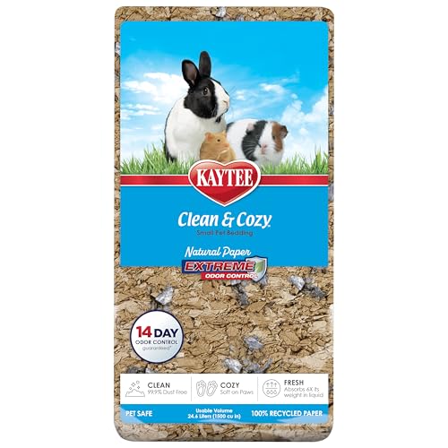 Kaytee Clean & Cozy Natural Paper with Extreme Odor Control Bedding, Made with 100% Recycled Paper