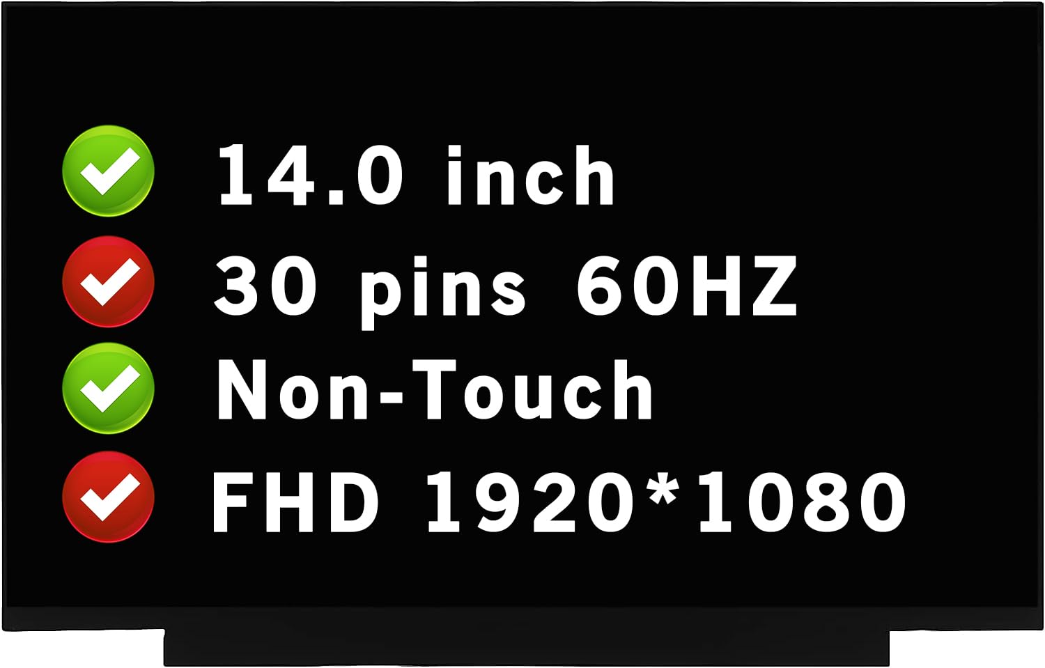 Écran LCD LED 14 Pouces N140HCG-GN1 - Résolution Full HD 1920x1080, Format 16:9, Compatible Diverses Marques