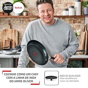 Tefal Jamie Oliver Quick & Easy E3030444 Stainless Steel 24 cm Induction Frying Pan, Silver Tefal Jamie Oliver Quick Easy E3030444 Stainless Steel 24 cm Induction Frying Pan Silver