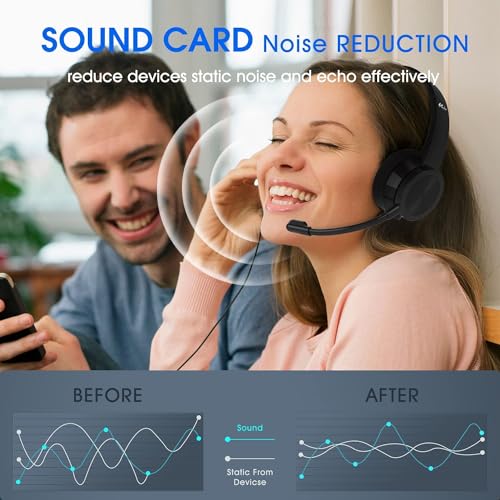 Casque USB avec microphone pour ordinateur et PC portable avec câble de 2m - 6