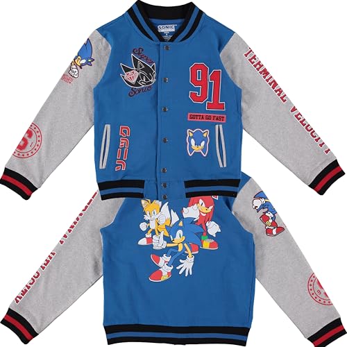 SEGA Boys' Sonic The Hedgehog Varsity Jacket- Sonic, Tails, Shadow and Knuckles Little Boys Sizes 4-7