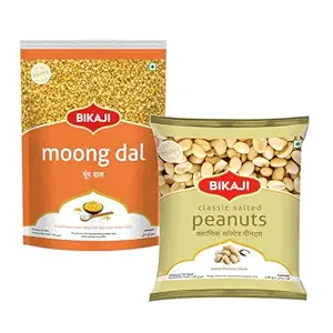 Bikaji Salted Peanuts & Moong Dal Combo – 400g | Ready to Eat Indian Namkeen | Crunchy Tea-Time Snack, Bar Snack & Party Mix | Authentic Munchies for Sharing, Travel & Everyday Snacking