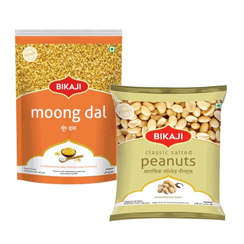 Bikaji Salted Peanuts & Moong Dal Combo – 400g | Ready to Eat Indian Namkeen | Crunchy Tea-Time Snack, Bar Snack & Party Mix | Authentic Munchies for Sharing, Travel & Everyday Snacking