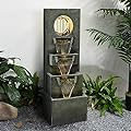 watnature 39.3”H Modern Outdoor Waterfall Fountain - Tall Indoor Relaxing Floor Fountain Outdoor with Light&Pump, Contemporary 4-Tier Outdoor Fountains and Indoor Waterfalls for House, Office, Garden