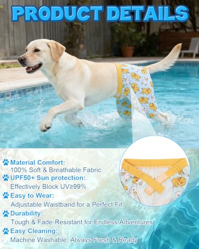 Image of CuteBone Dog Swim Trunks Swimsuit Durable & Comfortable - Quick-Dry, Adjustable Waistband Shorts, UV Protection Bikini- Perfect for Beach, Pool & Outdoor Fun, Dinos DST09S
