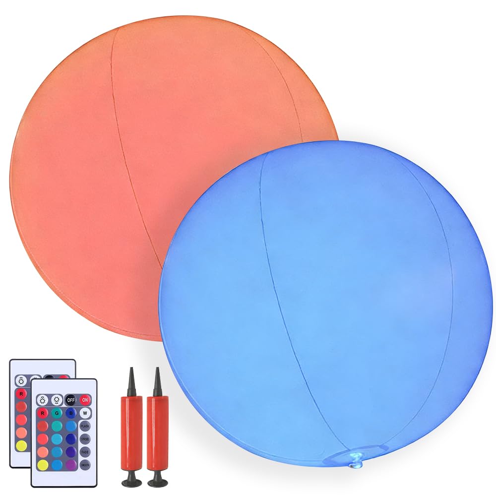 2 Stück Pool Lichter Schwimmend, 40CM Schwimmende Poolbeleuchtung mit Fernbedienung, IP68 Wasserdichte, 16 RGB Farbwechsel, Farbigen Schwimmkugeln für Pool Garten, Teich, Party