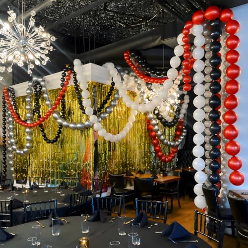 Image of Black Red Link Balloons,120Pcs 6Inch Black and Red Latex Linking Balloons for Birthday Baby Shower Wedding Anniversary Graduation Party Decorations