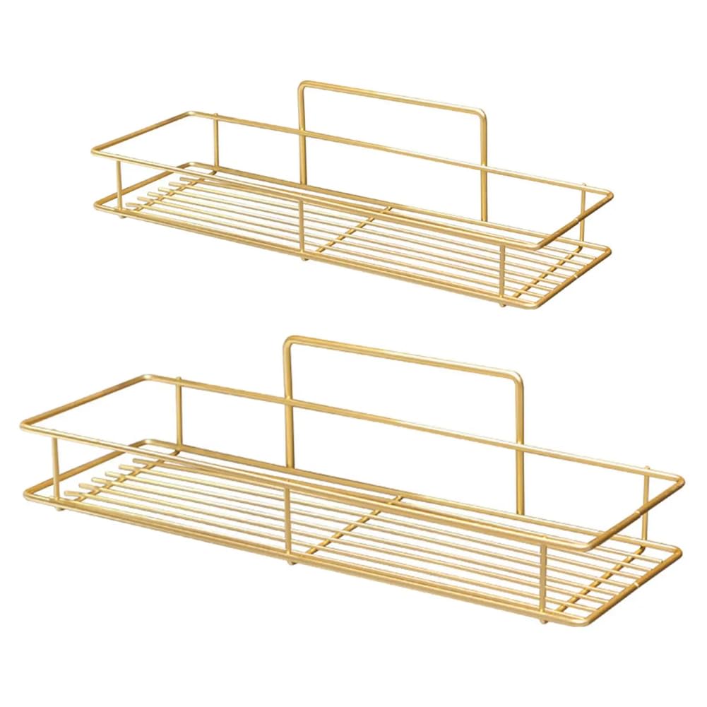 ARFUKA Floating Shelves Wall Mounted Shelf Bathroom Shelves Over Toilet Wall Shelves for Living Room Bedroom Bathroom Storage Organiser Gold Pack of 2
