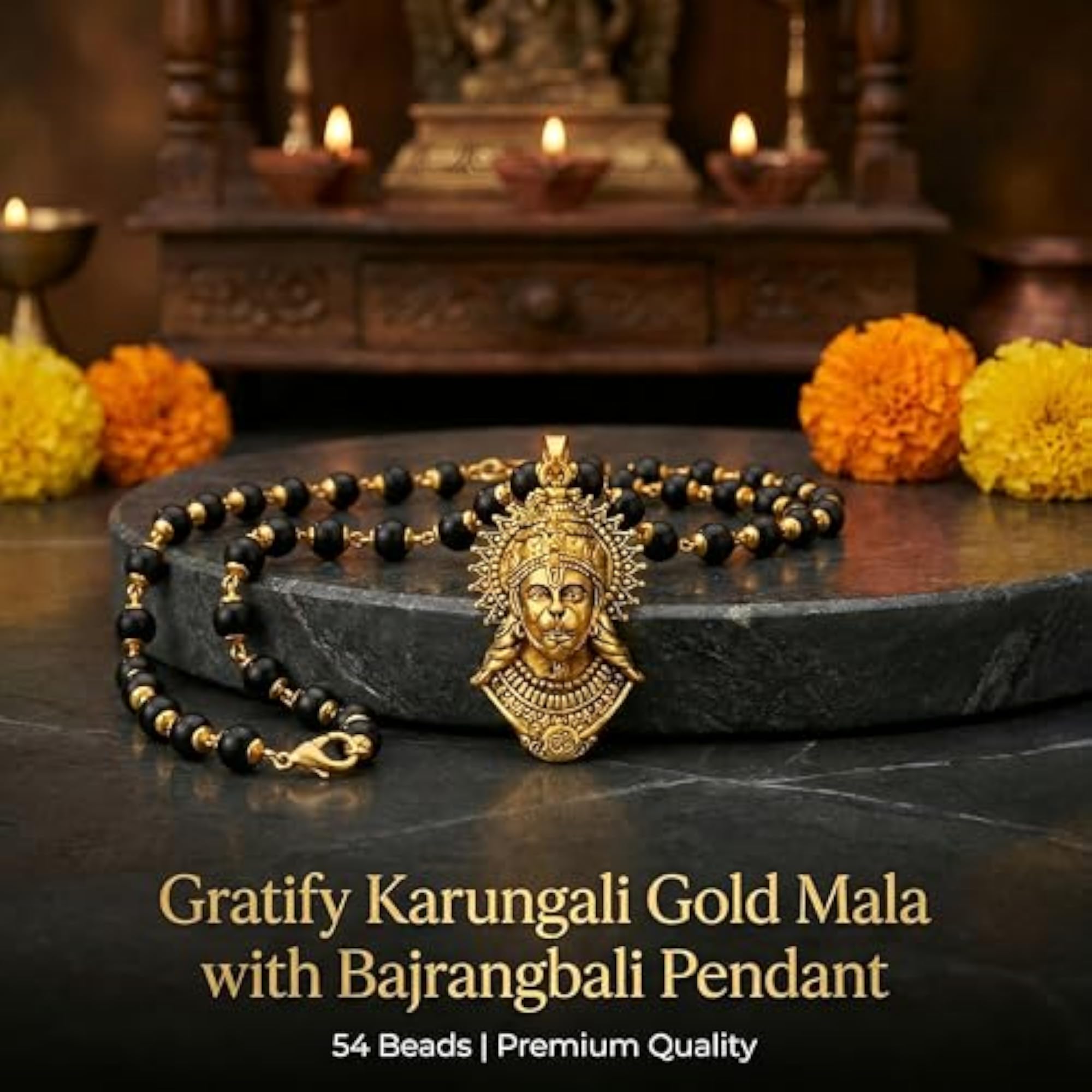 Men's Original Karungali Mala 54 Beads Black Ebony Wood Necklace