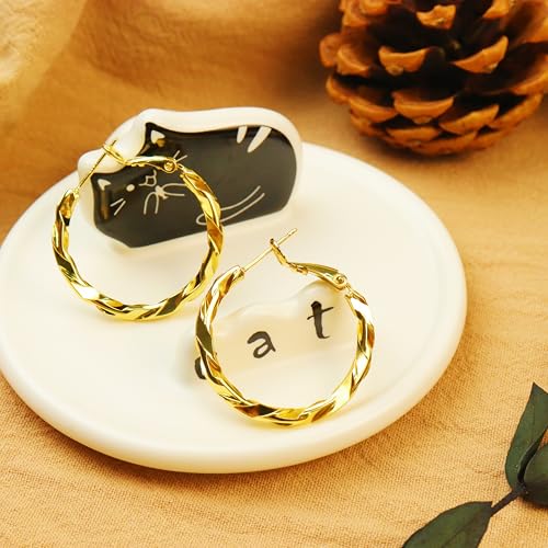 ToHeart Twisted Hoop Earrings for Women Gold Hoop Earrings Hypoallergenic4