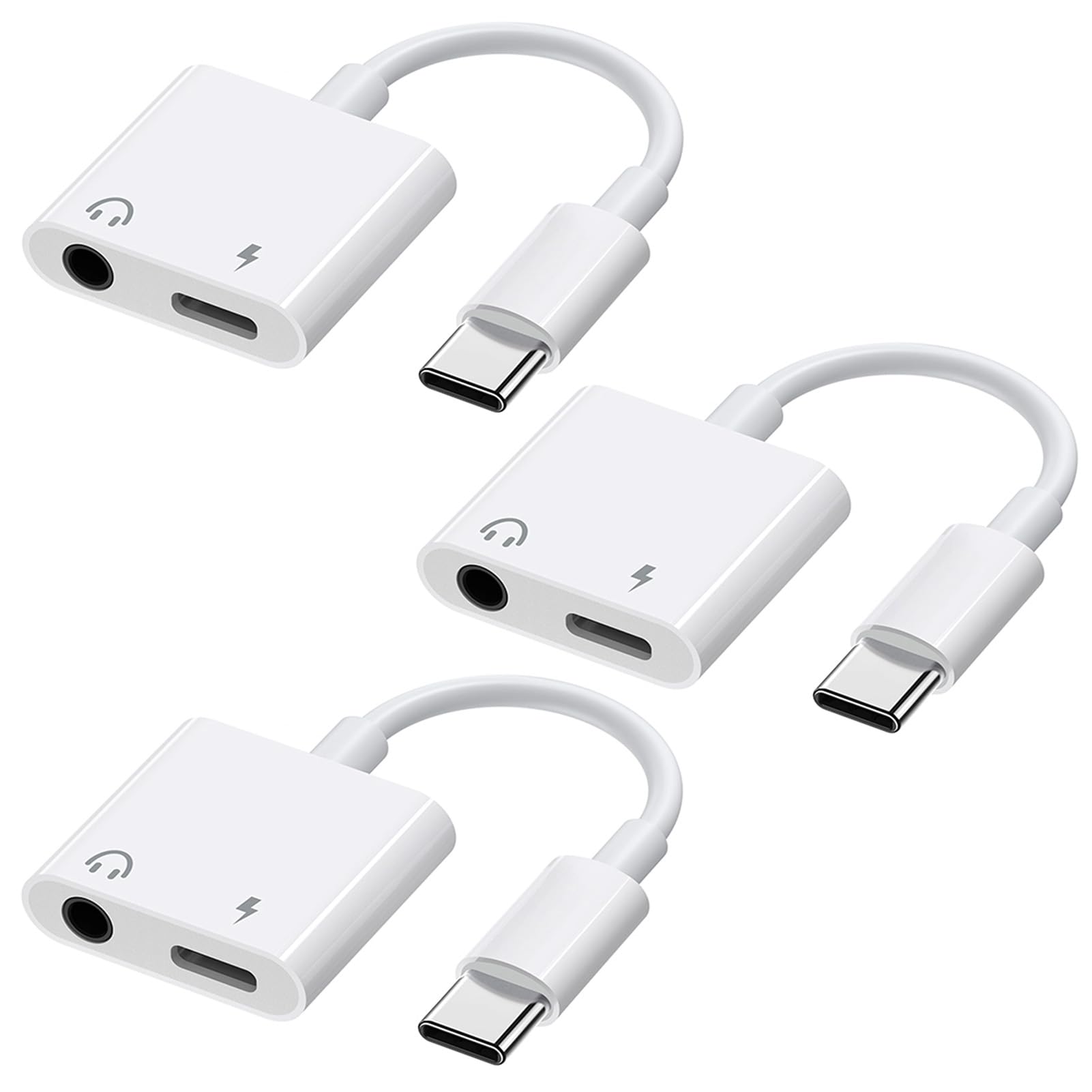 Adaptador USB C a 3.5 mm para auriculares y cargador, 2 en 1 tipo C a Jack Aux Dongle cable con carga rápida PD para iPhone 15/16 Plus/Pro/Max iPad Galaxy S22/S23/S24 Ultra Pixel (3)