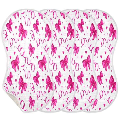 Kigai Pink Bows Baby Burp Cloths Extra Soft and Absorbent Burping Rags Cotton Burping Clothes Baby Washcloths for Newborn Boys Girls - 1 Pack3