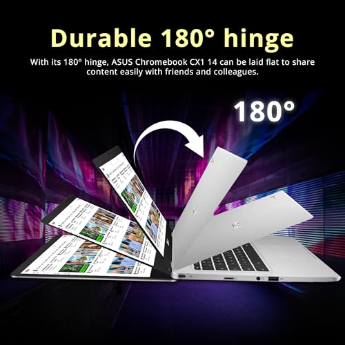 Image of ASUS Chromebook CX1 14 inch FHD Laptop, Intel Celeron N4500, 4GB RAM, 224GB Storage (64GB eMMC+160GB Docking Station Set), Intel UHD Graphics,720p HD Camera, WiFi 6, Chrome OS, Silver