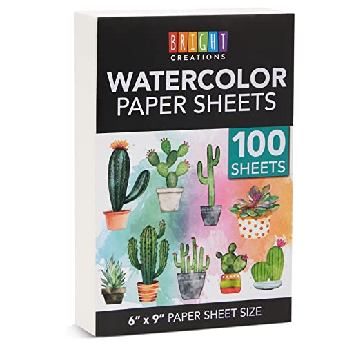 Papier aquarelle pressé à froid en lot de 100 feuilles au format idéal de 15,2 x 22,9 cm