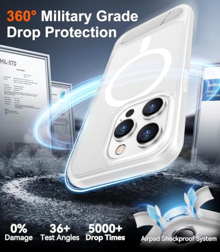 Image of Magnetic Compatible with iPhone 15 Pro Case, [Built-in Invisible Kickstand][Compatible with MagSafe][Military Grade Shockproof] Slim Translucent Matte Phone Case for iPhone 15 Pro 6.1 inch