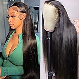 13x4 Straight Lace Front Wigs Human Hair 200% Density Hd Transparent 26 Inch Straight Frontal Wig for Women Glueless Straight Wigs Pre Plucked with Baby Hair Bone Straight Black Wig Brazilian Hair