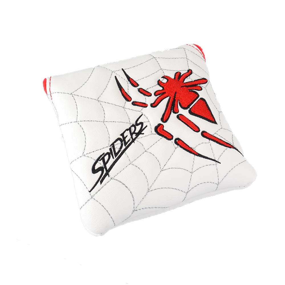 GOOACTION Spider Golf Club Head Cover for Driver Fairway Wood Hybrid Mallet Blade Putter Funny Creative Embroidery Synthetic Leather White Golf