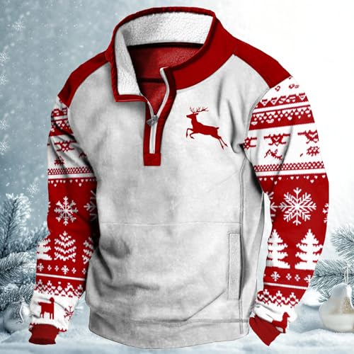 MARSVOVO Mens Aztec Cowboy Hoodies Quarter Zip Fleece Long Sleeve Western Winter Vintage Jacket Oversized Country Y2k2