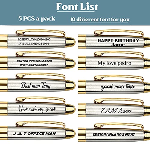 Ancolo-Personalized-Luxury-Ballpoint-Pen-Writing-Set-Stainless-Steel-Fancy-pens-Custom-with-Your-Name-or-Message-Perfect-for-StudentsTeacherManagerLawyerProfessor-5PCSPack