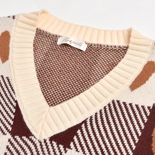 Image of Women's Sweater Vest,Y2K Sleeveless Pattern Preppy Style Knitted Crop Tank Top for Girl