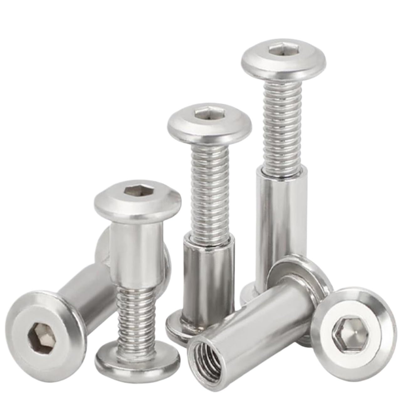 Chicago Screws - 25 tuercas de acero inoxidable M5 304 para muebles con tornillo, tuerca hexagonal plana, clavo combinado de álbum (M5 x 50, 25 piezas)