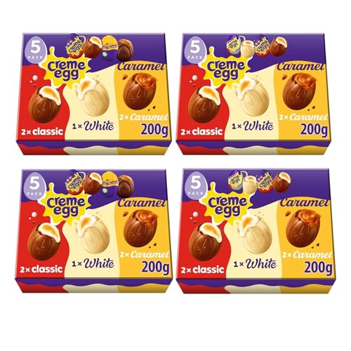Cadburys Creme Eggs Mixed Pack of 4-20 Assorted White Creme eggs, Chocolate Creme Eggs and Caramel Egg - bundle by TGBK