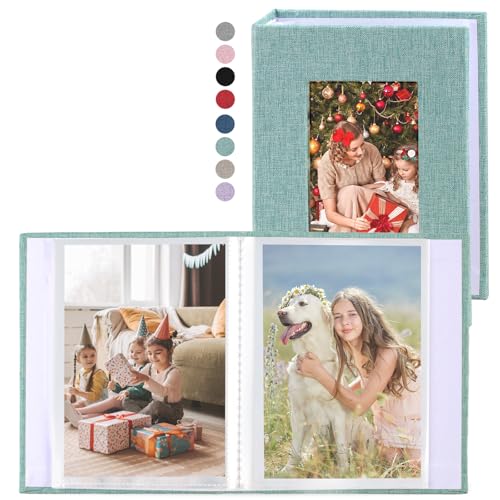 Image of vivinin 2 Pack Photo Album 4x6, Linen Cover Photo Book, Small Photo Album Book for 36 Pockets Hold 72 Pictures, Picture Book for Photos Family Anniversaries Baby Vacations (Green)