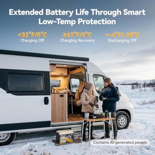 Image of Power Queen 12V 320Ah Mini Lithium Battery, Bluetooth LiFePO4 Battery with 15000+ Deep Cycles,IP65 Waterproof & Low Temp Protection, 4.096kWh Energy for RV Boondocking,Trolling Motor,Off-Grid