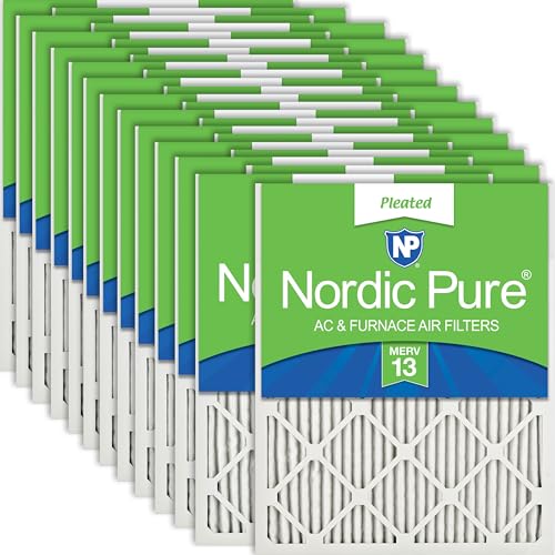 Image of Nordic Pure 16x20x1 Pleated MERV 13 Air Filters 24 Pack | Actual Size: 15 1 /2 x 19 1 /2 x 3 /4 Made in USA, Advanced HVAC Filtration, Mid-Sized Airborne Particles, Pet Dander & Smoke