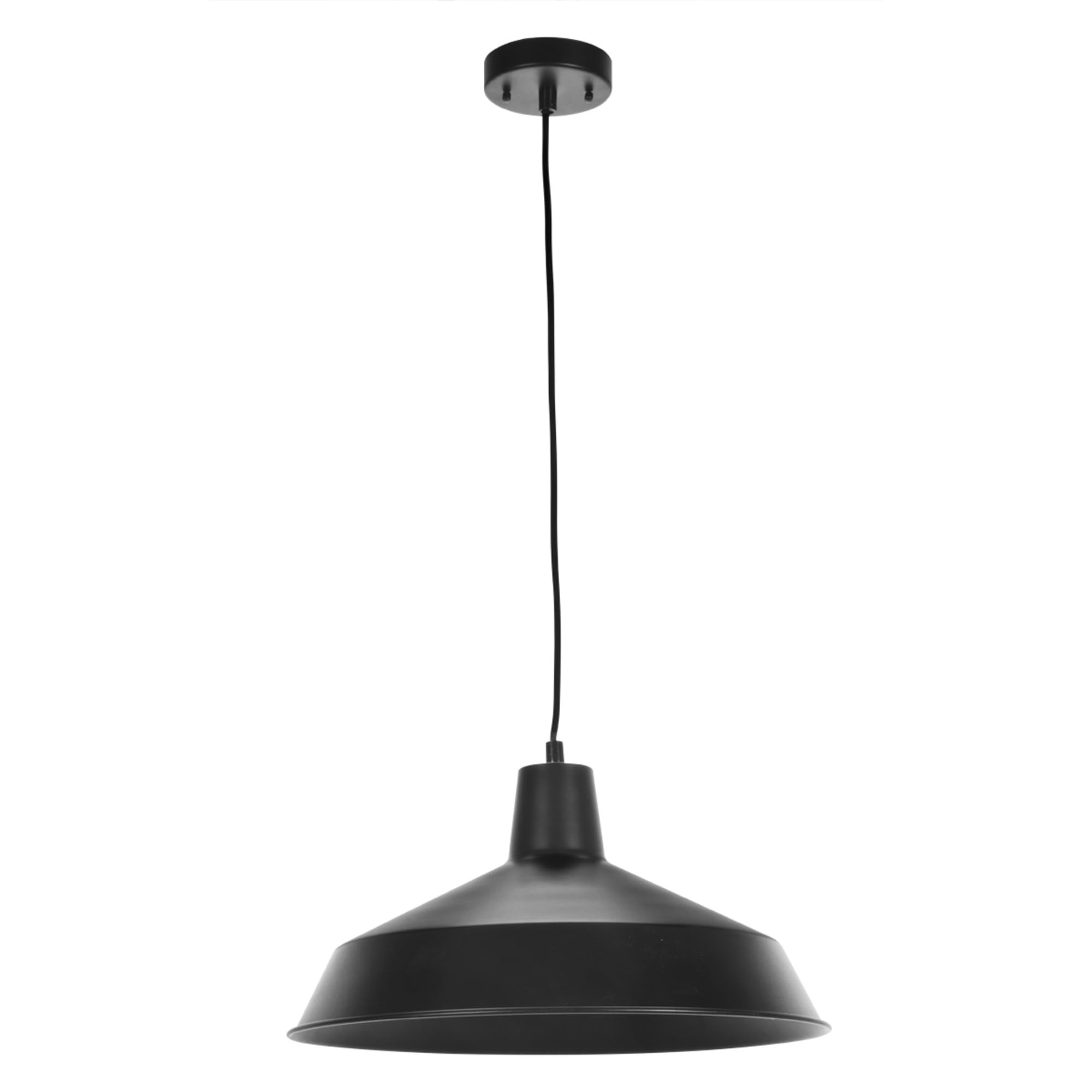 GLOBE Electric 65155 1-Light Industrial Warehouse Pendant Lighting, Matte Black, Hanging Lamp, Hanging Lights, Ceiling Light Fixture