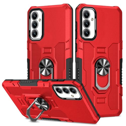 Coque Samsung A14 5G antichoc avec anneau magnétique et cache caméra surélevé rouge