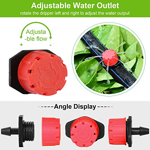 Kalolary 200Pcs Adjustable Irrigation Drippers Sprinklers 360 Degree 1/4 Inch Barbed Drip Emitter Watering Sprinklers Anti-Clogging Drippers For Garden Watering System #TOP2