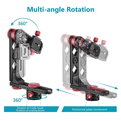Neewer Tête de Trépied Support Gimbal Panoramique Alliage Aluminium avec Plaque Rapide 1/4 Pouce Standard et Etui,Charge Admissible 10kg Compatible avec DSLR Nikon Canon Sony - Image 5