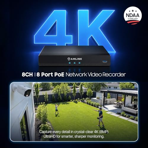 AMLINK 12MP 8CH AI NVR (8-Port PoE), Smart NVR, Human Detection & Vehicle Detection - Supports 8 x 12MP IP Cameras, Supports 1 x 20TB HDD (Not Included) ALN-4108E by AMLINK - Used condition - Image 2