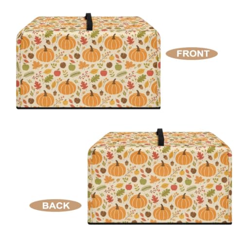 Image of Microwave Oven Cover, Air Fryer Toaster Oven Dust Cover Fall Decor Countertop Appliance Protector, S, 18.25 x 14.5 x 11 Inches, Pumpkin Maple Leaf Beige