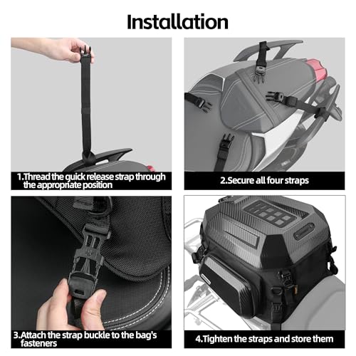 Rhinowalk Motorcycle Tail Bag, 23L-35L Expandable Hard Shell Helmet Bag by Rhinowalk - Used condition - Image 9