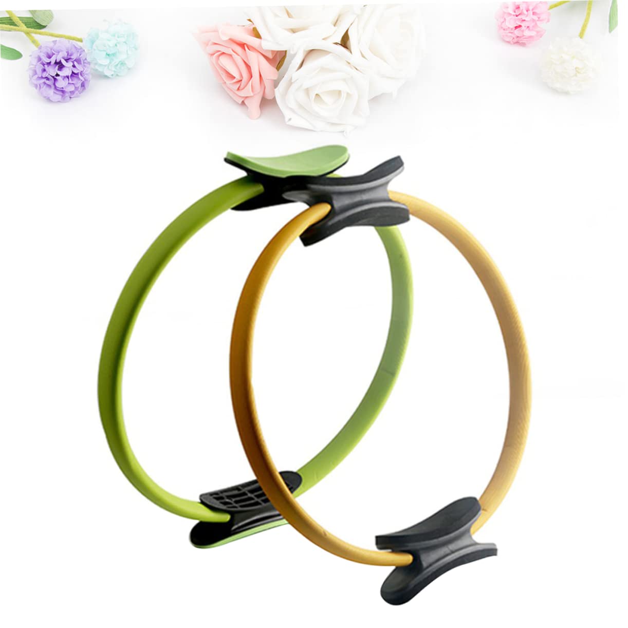OSOLADY 1pc Yoga Pilates Ring Pilates for Women Exercise Bands Handles Anti-Slip Yoga Training Wheel Random