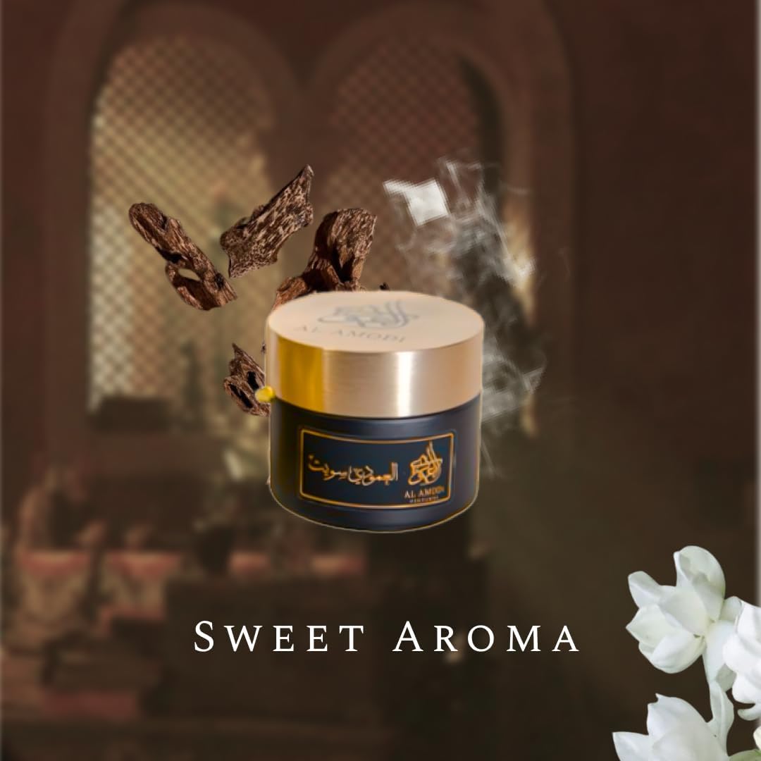 Oud Al Amodi Sweet, Arabian Diffuser (50g), Luxurious Oud Aroma, Woody Scent for Living Room, Bed, Guests, Sweet Rose, Clove & Jasmine, Amber & Woody Scents