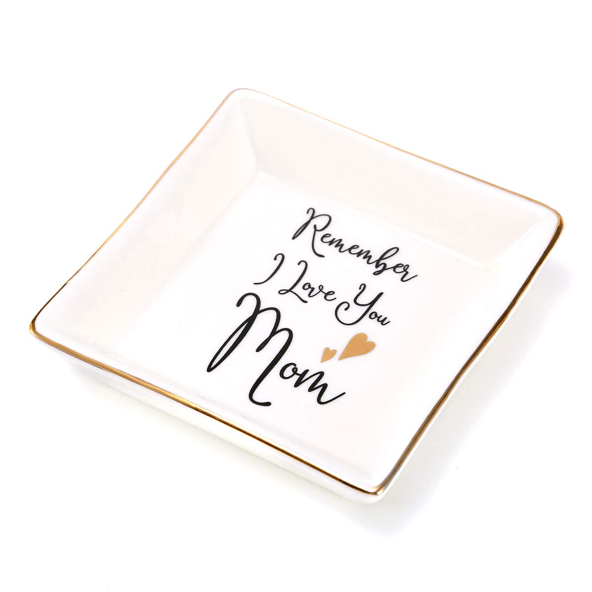 EnjoIt Ceramic Ring Dish Decorative Jewelry Tray - Remember I Love You Mom, Birthday Mothers Day for Mother C2244