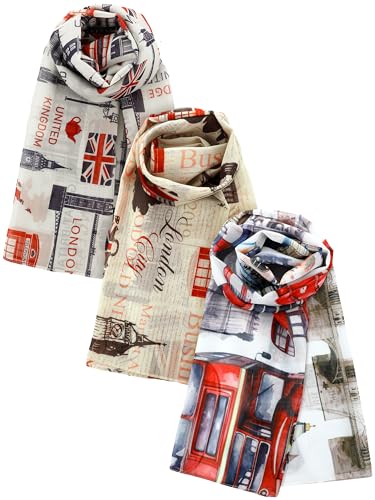 3 Pcs City Souvenirs Scarves Set Women Scarves Bulk Gift for Traveler Birthday Party