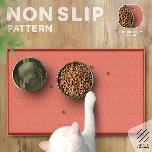 image for PetHappily Dog Food Mat - Raised Edges Dogs Mat for Food and Water Pre