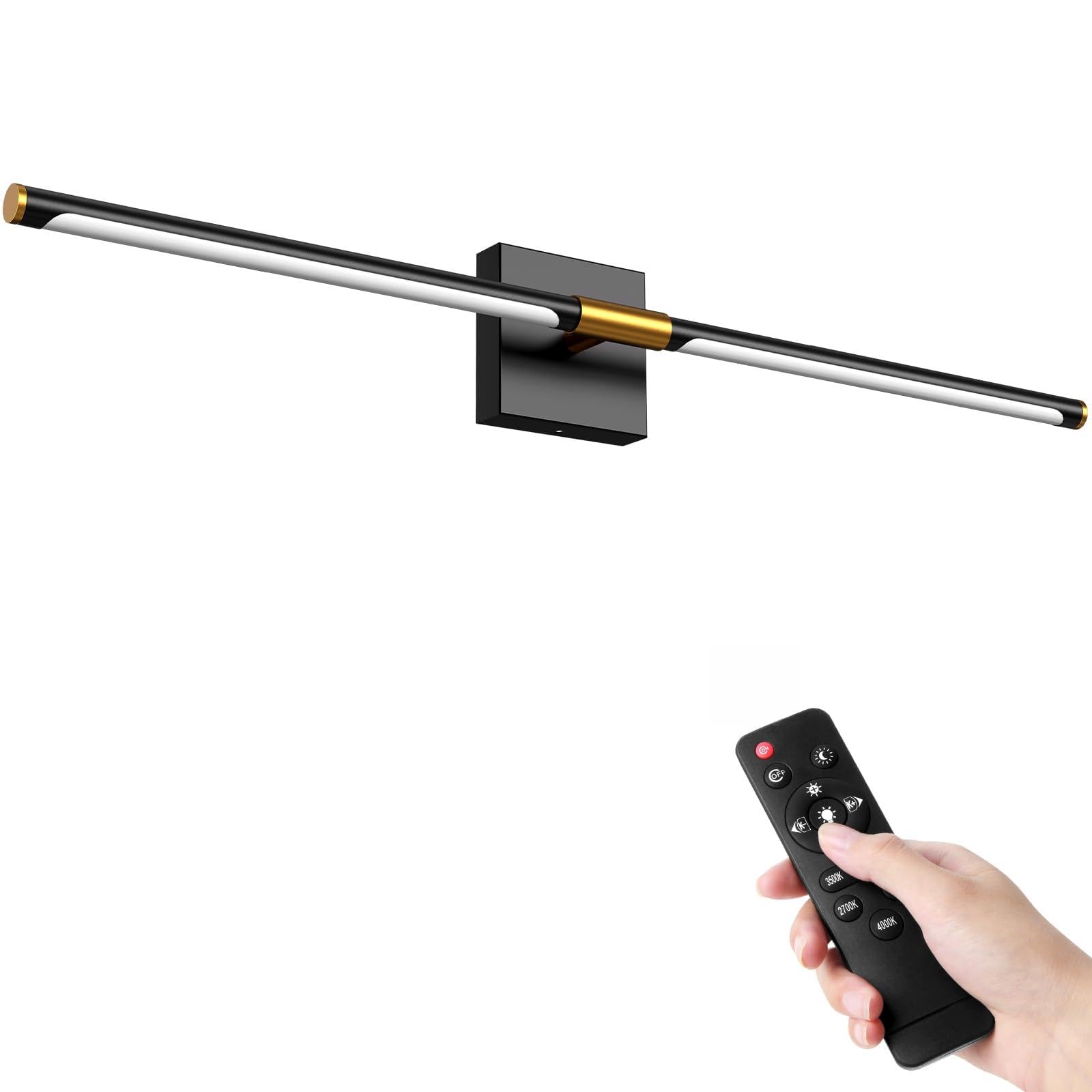 32 Inch Modern Bathroom Vanity Light with Rotatable Bar, 20W Dimmable LED Light Fixture, Black Finish, Over Mirror or Wall Mounted,IP44 Colour Changing Warm/Natural/White Light for Living Room Bedroom