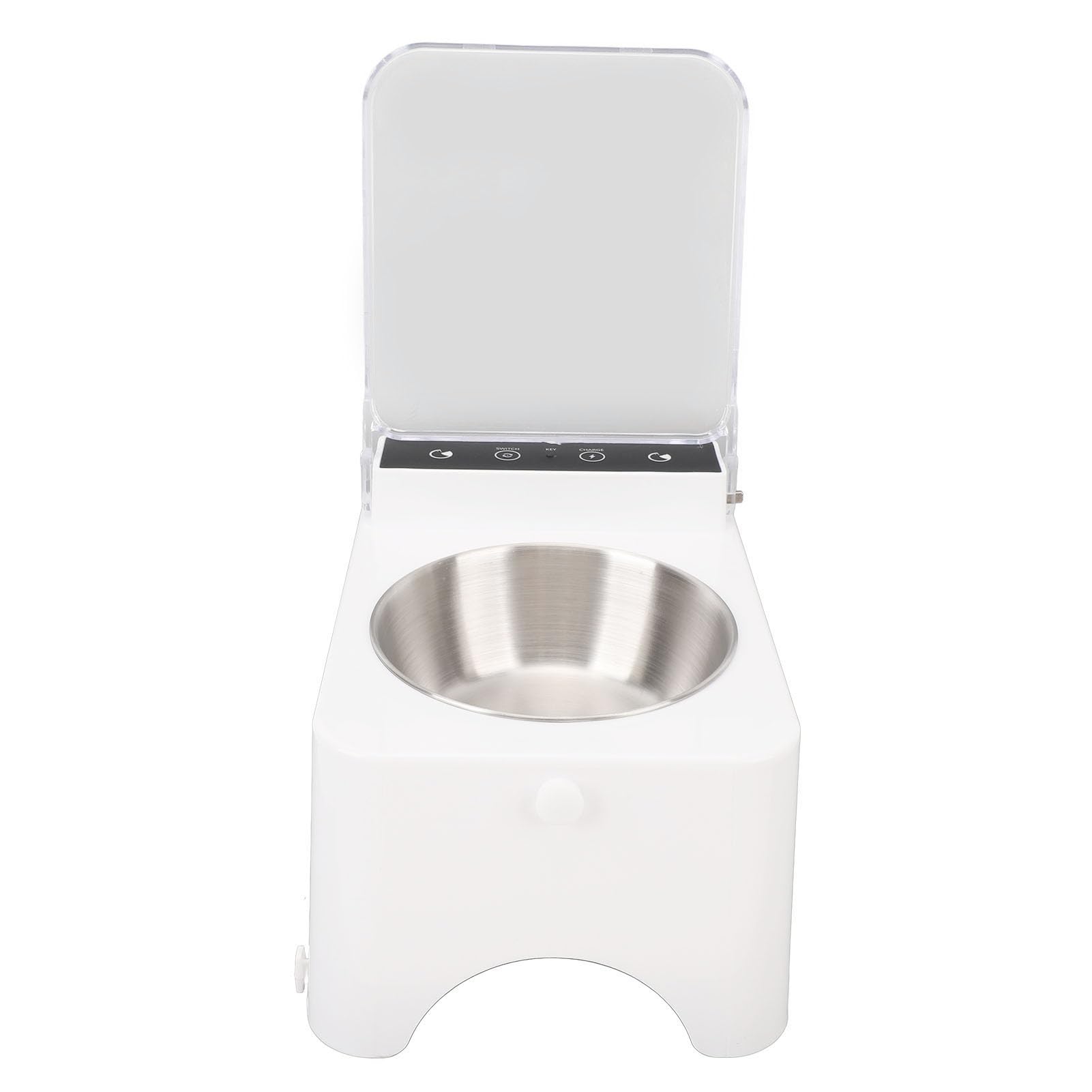 Ciotola per Mangiatoia Automatica per Cani e Gatti, Design Igienico Rialzato Interni Domestici, Elegante Coperchio Trasparente, Mangiatoia Gatti con Rilevamento Automatico Promuovere