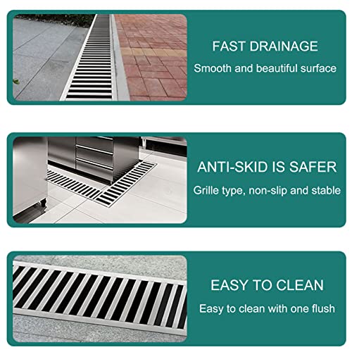 Grille de drainage de piscine en acier inoxydable 304 stop eau stagnante 100cm