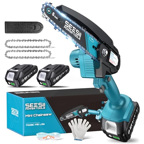 Seesii Mini Chainsaw, 6-inch Mini Chainsaw Cordless, Handhel...