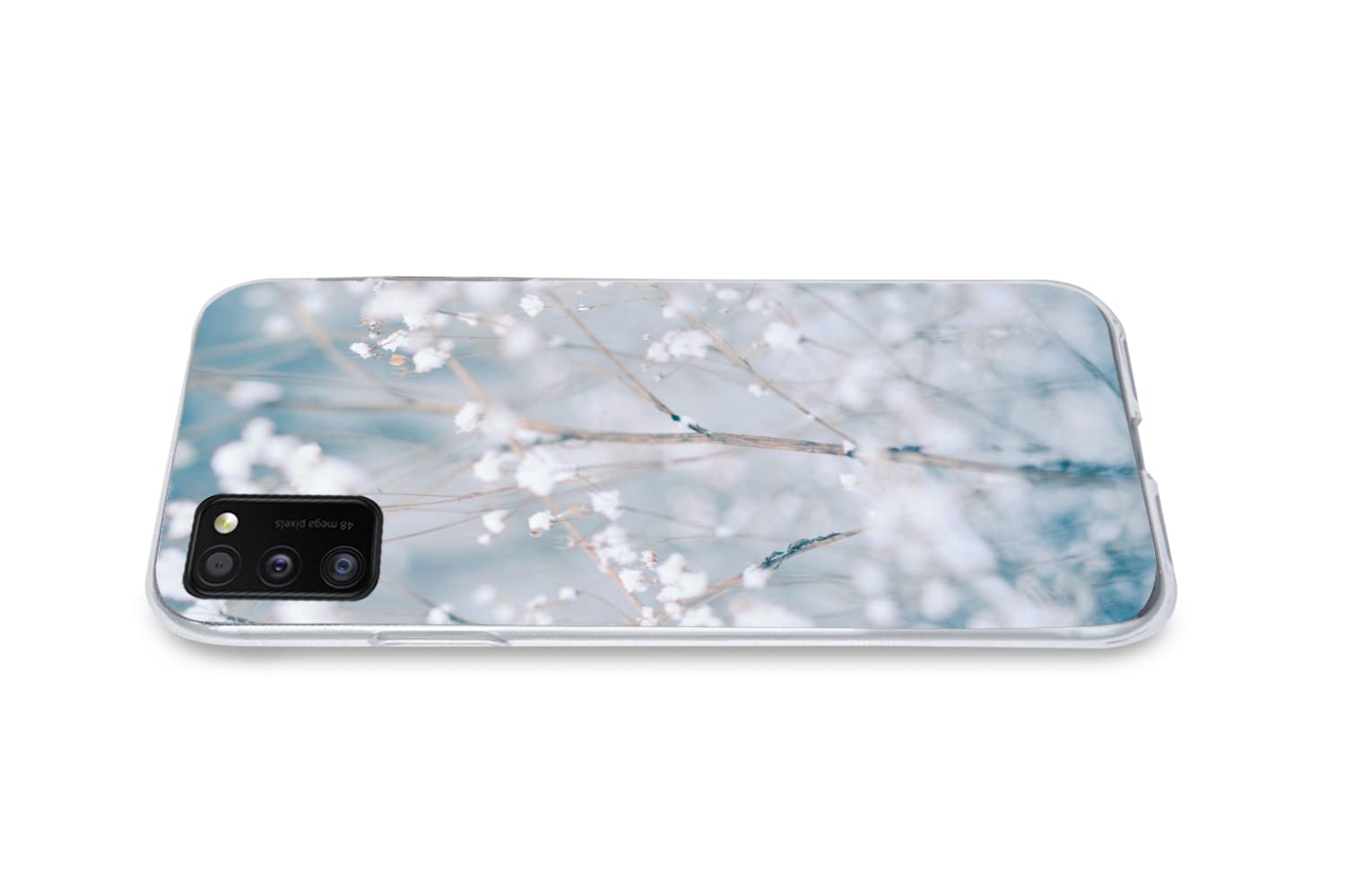 MuchoWow Funda para Samsung Galaxy A41 - Ramas - Nieve - Invierno - Naturaleza - Botánica - Funda de Silicona/Funda Blanda para teléfono móvil