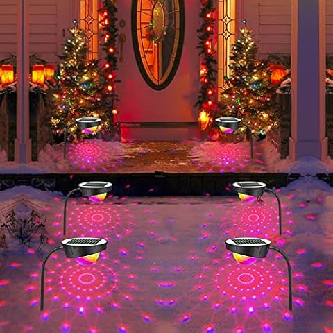 Solar Pathway Lights IP65 Waterproof Outdoor Path Lights, 4 Color Modes with Auto On/Off Landscape Lights for Lawn Yard Walkway Driveway Holiday Decoration Lighting Cover