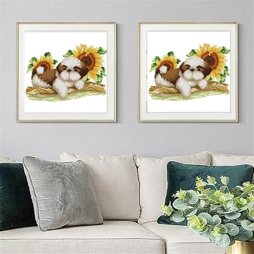 Image of JOYSEWING Stamped Kits Cross Stitch Kits Beginners Embroidery 11CT Needlepoint Kits Counted Patterns Embroidery DIY Home Decoration-(Watching (Printed) 16.5x15.4 inch
