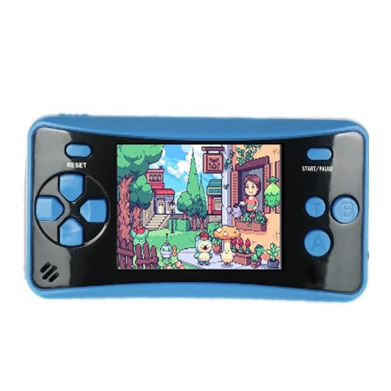 HigoKids Portable Handheld Games for Kids 2.5" LCD Screen Game TV Output Arcade Gaming Player System Built in 182 Classic Retro Video Games Birthday for Your Boys Girls (Blue)